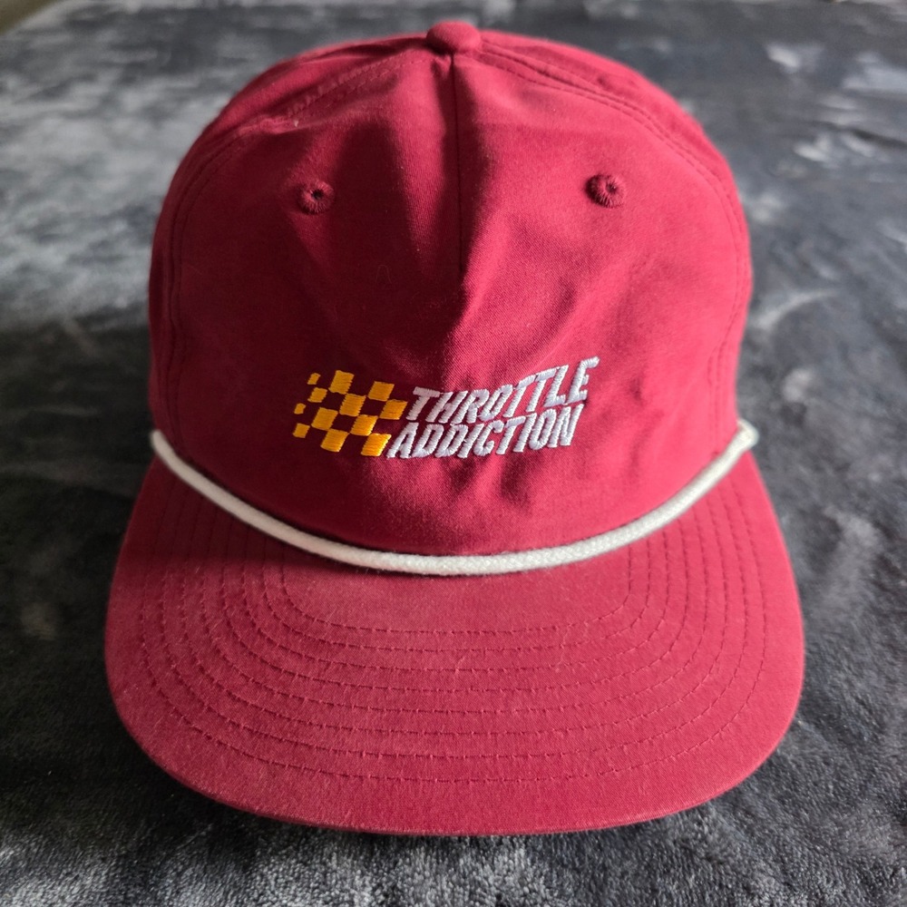 Throttle Addiction Red Rope Hat Snapback Motorcycle Cap Richardson Outdoor 256